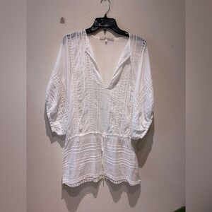 Blumarine Women’s Swim Coverup Tunic White Sheer Size US 6 Resortwear Beach Boho